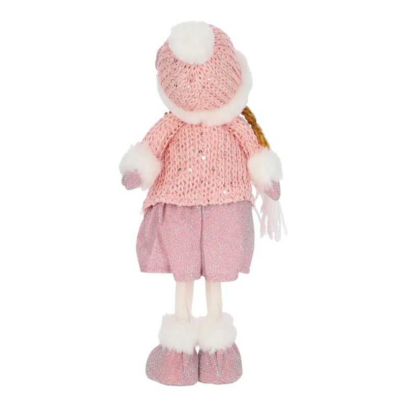 Figurka Dziewczynka MEBLIVA 38cm Nowoczesna Tkanina - Różowa