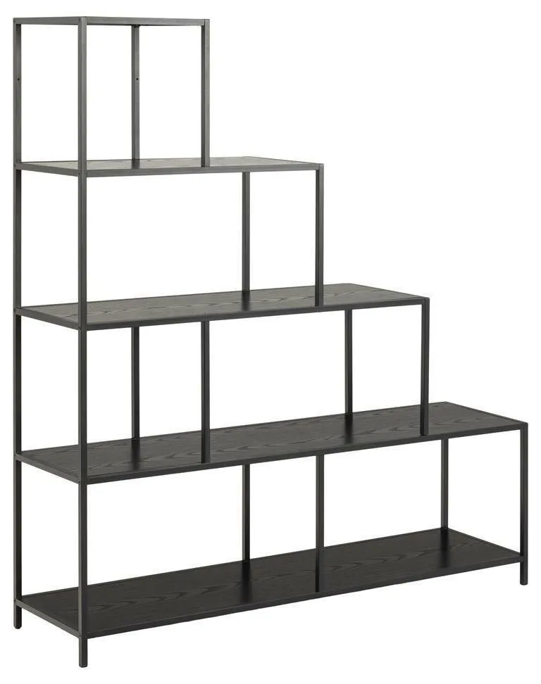 Regał Schodkowy MEBLIVA Seaford, Metal MDF, Nowoczesny - Czarny