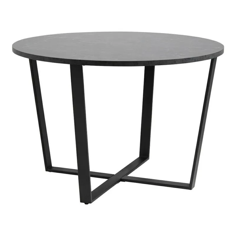 Stół Do Jadalni MEBLIVA Amble Marmurowy Okrągły 110 cm - Czarny