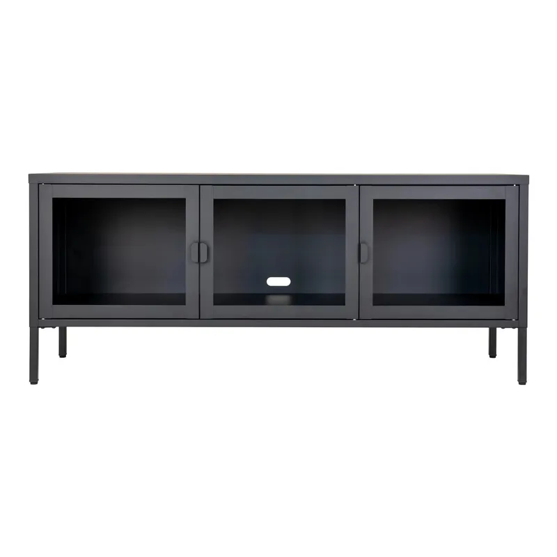 Szafka RTV MEBLIVA Brisbane 130 cm Stalowa Loftowa - Czarna
