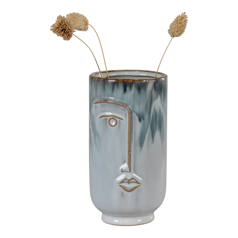 Wazon Ceramiczny MEBLIVA Twarz 17cm - Niebieski