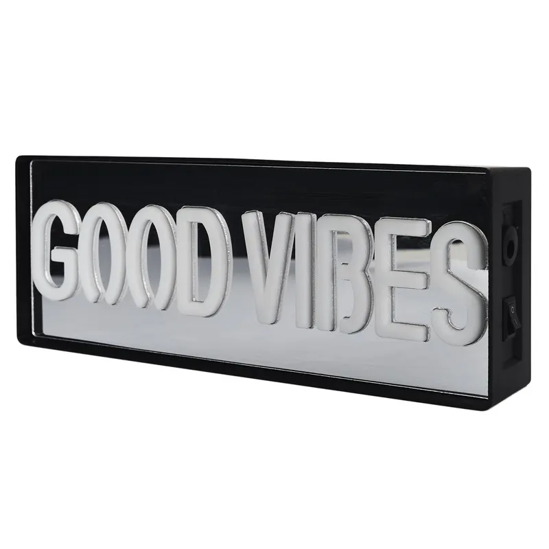 Lampka LED Neon Good Vibes MEBLIVA, Nowoczesna - Czarny
