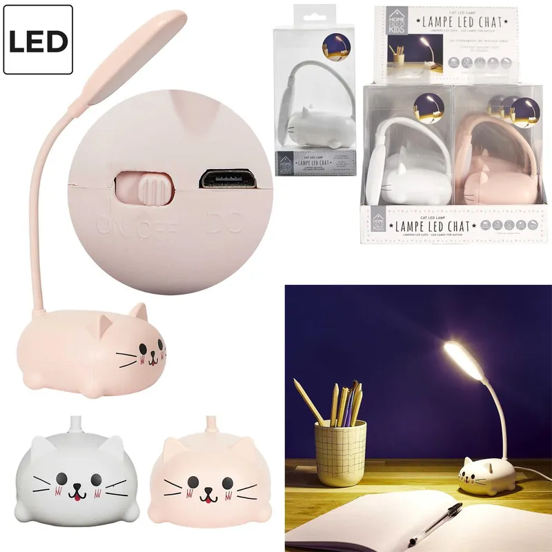Lampka LED Stołowa MEBLIVA Kitty, Tworzywo Sztuczne - Różowa