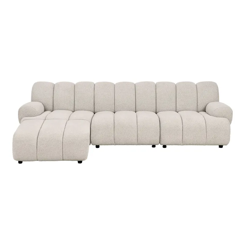 Sofa Narożna MEBLIVA Taza Modułowa, Aksamit, Skandynawska - Piaskowa