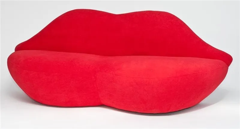 Sofa Dwuosobowa MEBLIVA Usta Wełniana Nierozkładana - Czerwona