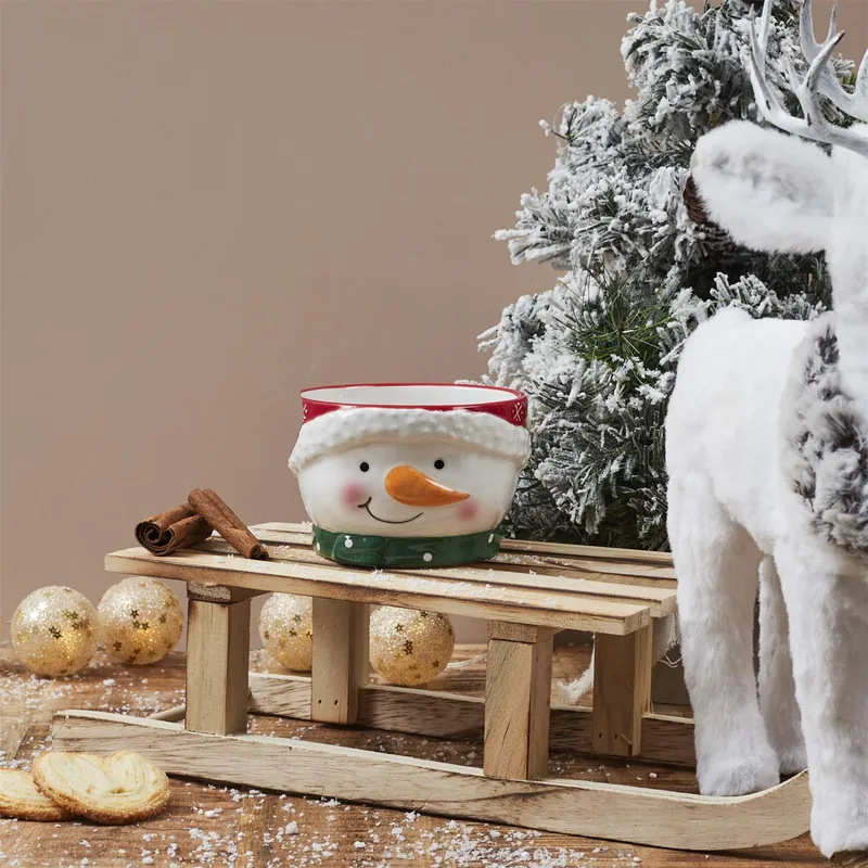 Miska Świąteczna MEBLIVA Bałwanek, Ceramika, 12 cm - Multikolor
