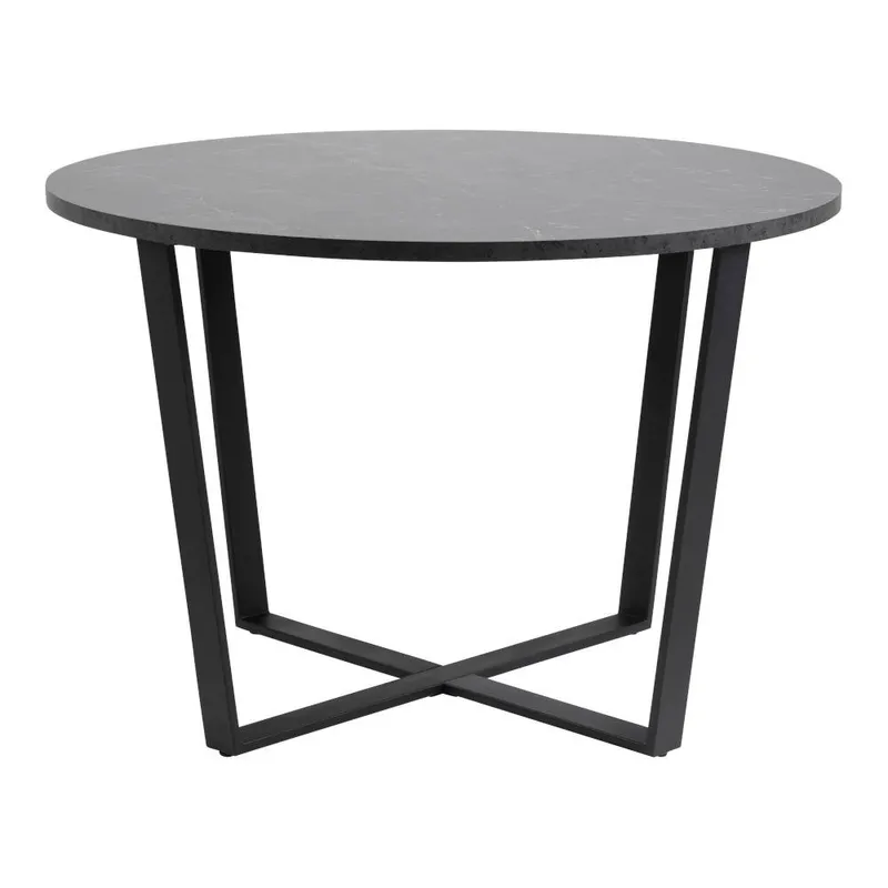 Stół Do Jadalni MEBLIVA Amble Marmurowy Okrągły 110 cm - Czarny