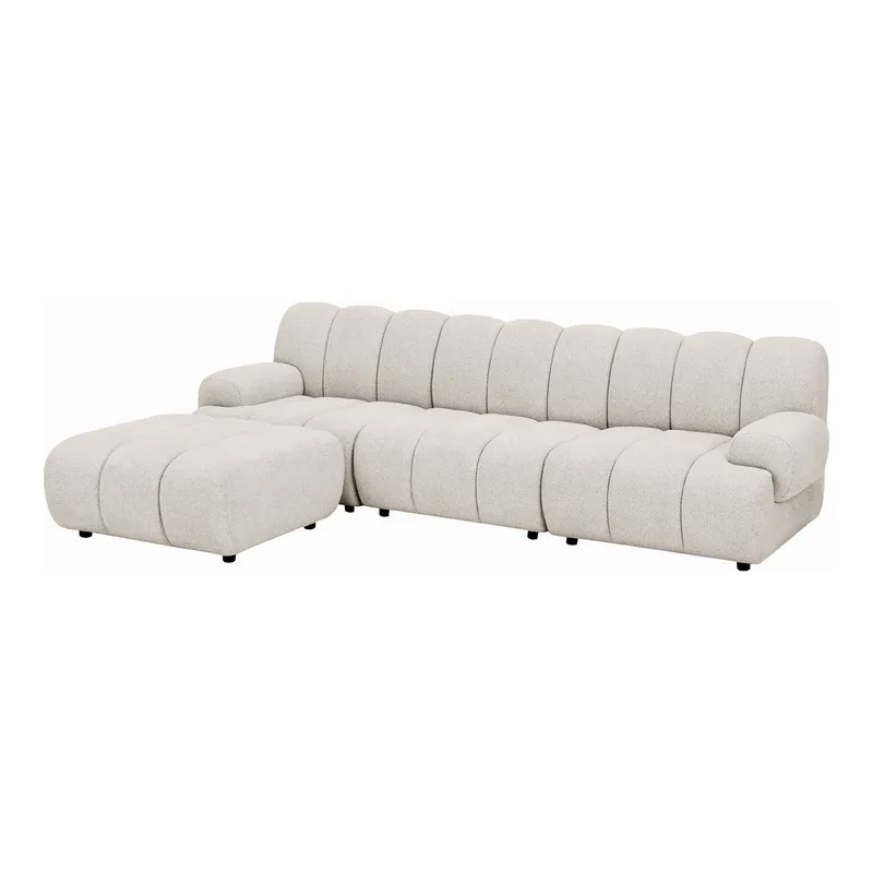 Sofa Narożna MEBLIVA Taza Modułowa, Aksamit, Skandynawska - Piaskowa