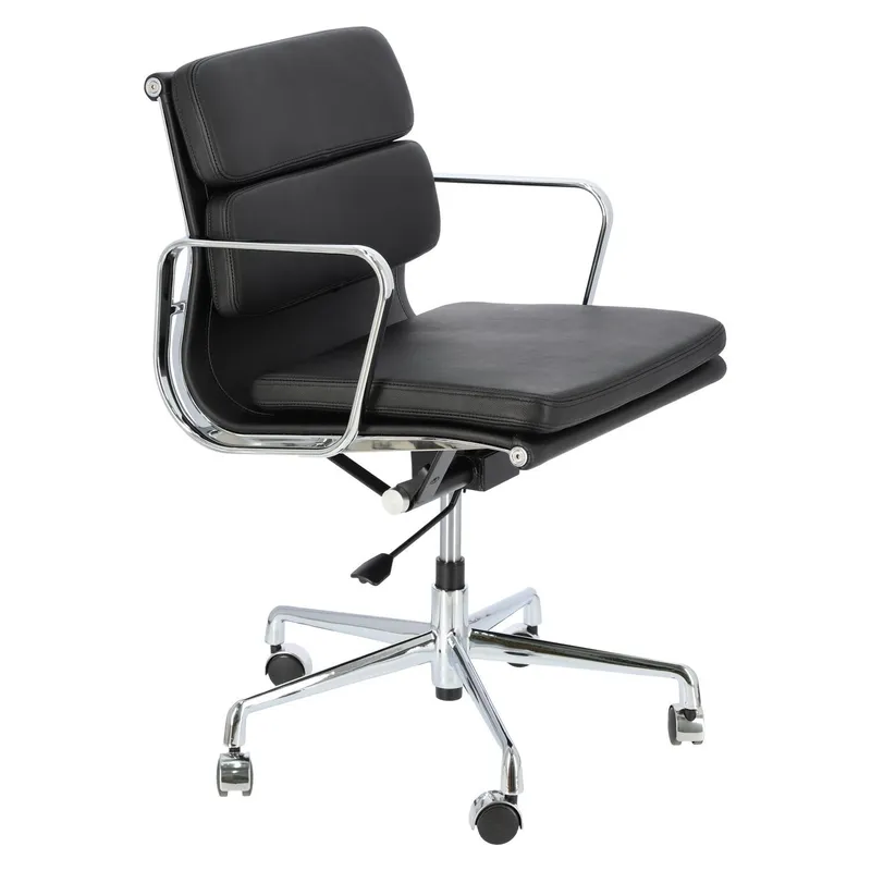 Fotel Biurowy MEBLIVA CH2171T Skóra Ergonomiczny - Czarny
