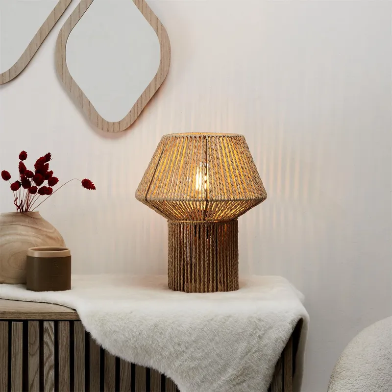 Lampa Stołowa MEBLIVA Shade Boho, Sznurek, Skandynawska - Naturalny