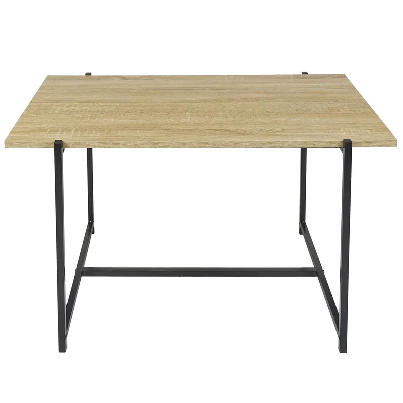 Stolik Kawowy MEBLIVA Loka 80x50 cm, Naturalny Blat, Czarna Podstawa