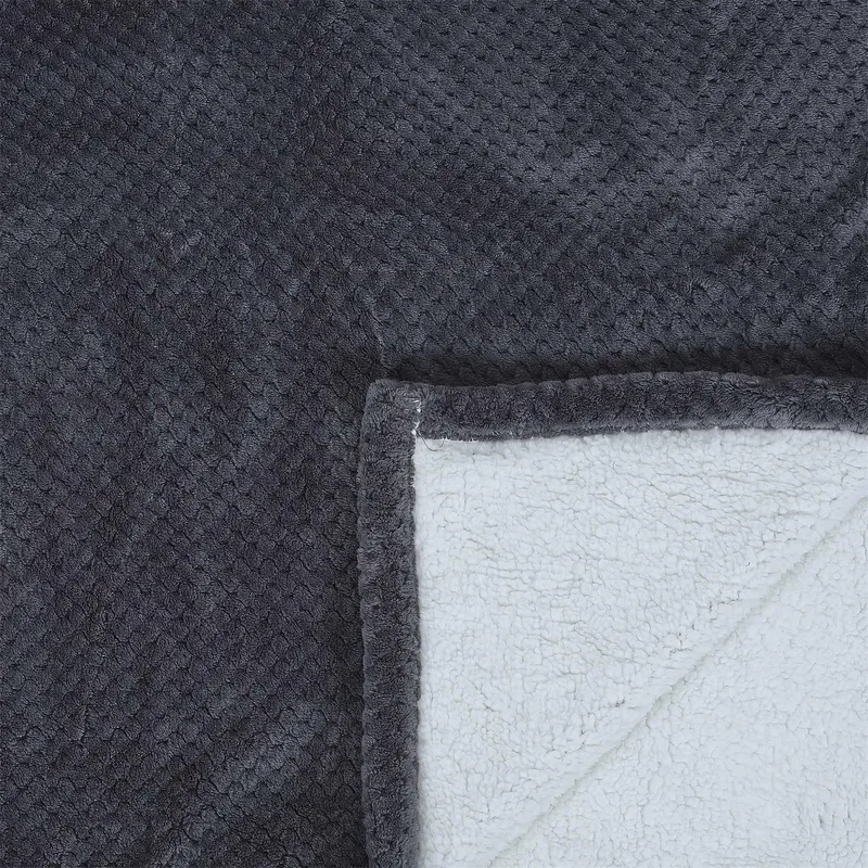 Koc Sherpa MEBLIVA Gruby Pikowany 180x220 cm - Szary