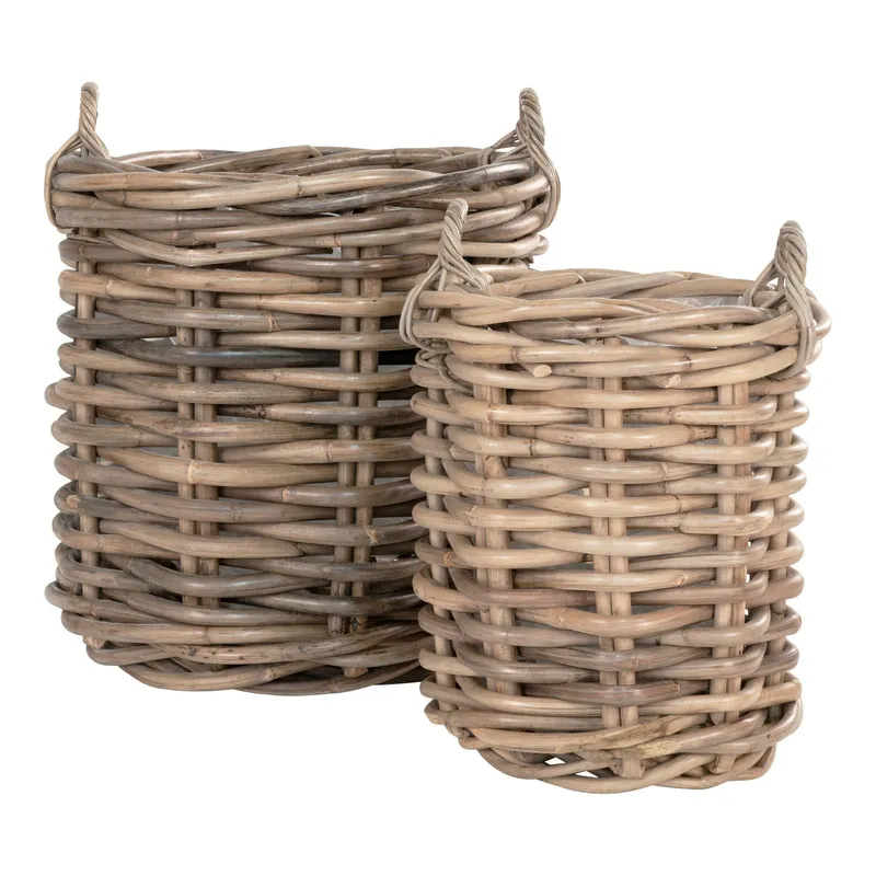 Zestaw 2 Koszy MEBLIVA Burton Rattan Naturalny - Boho