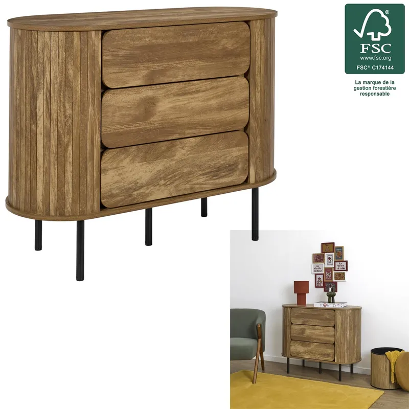 Komoda MEBLIVA Hermiona 100 cm Nowoczesna Na Nóżkach - Naturalna