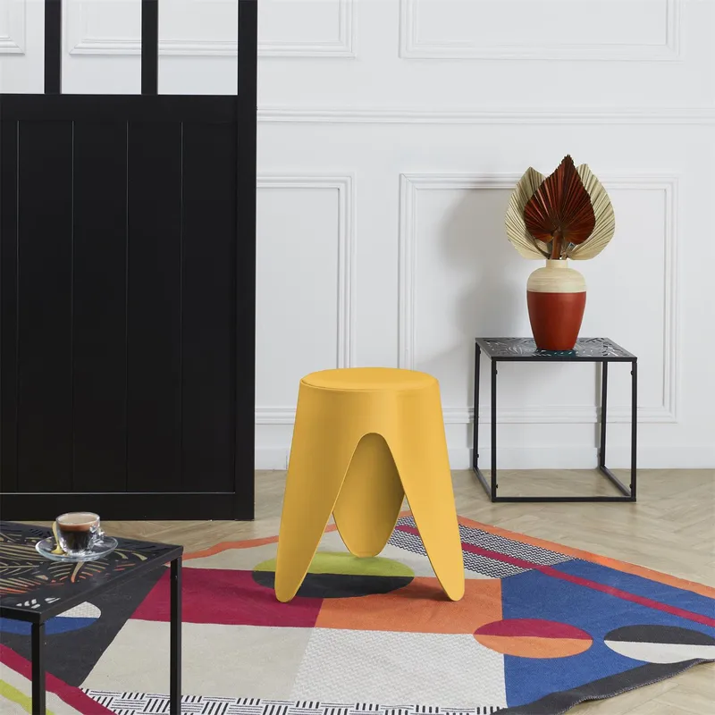 Stołek MEBLIVA Eve, Ekoskóra, Nowoczesny Design - Żółty