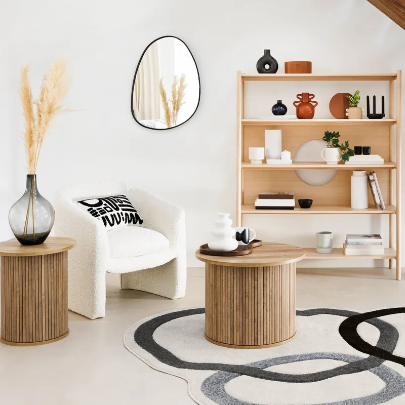Stolik Kawowy MEBLIVA Colva 45cm MDF Okrągły - Naturalny
