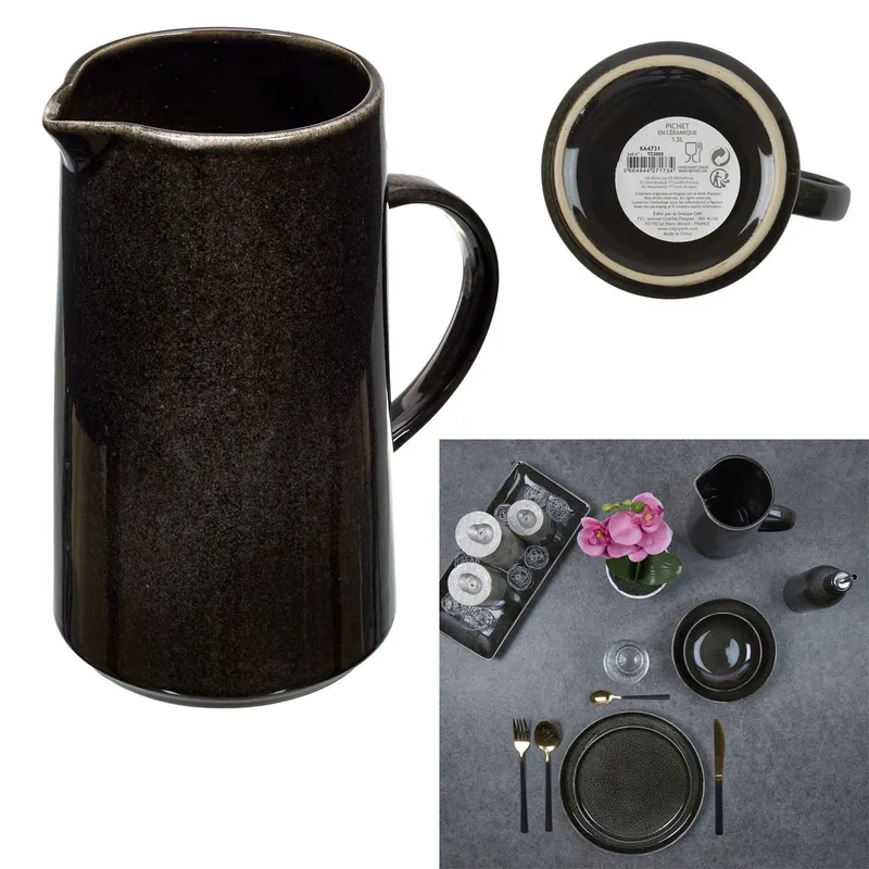 Dzbanek MEBLIVA Negro Ceramiczny 1,5l - Czarny