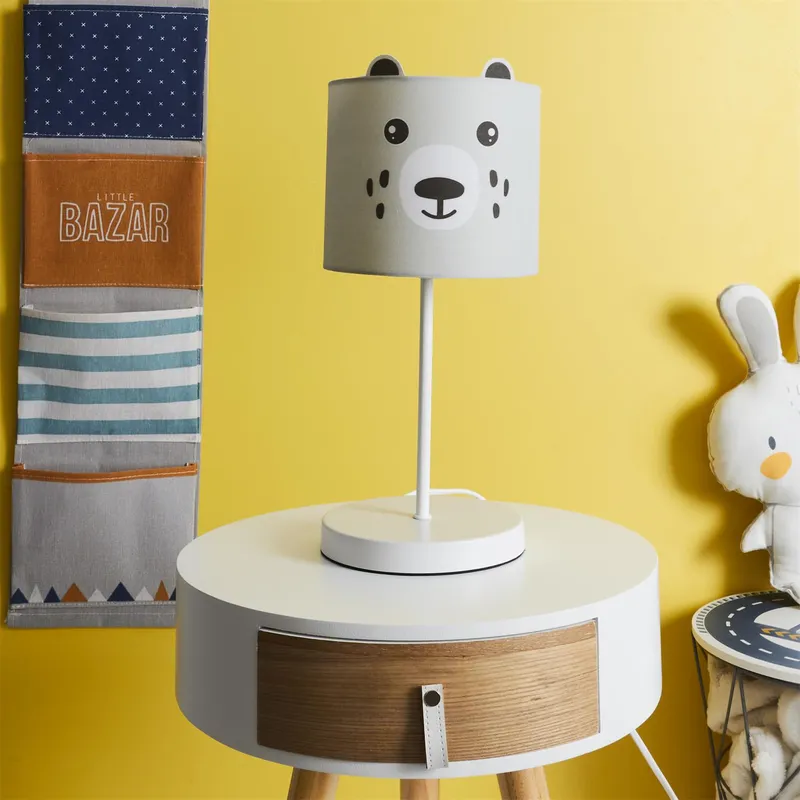 Lampka Nocna Stołowa MEBLIVA Panda, Metal, 36 cm - Biała