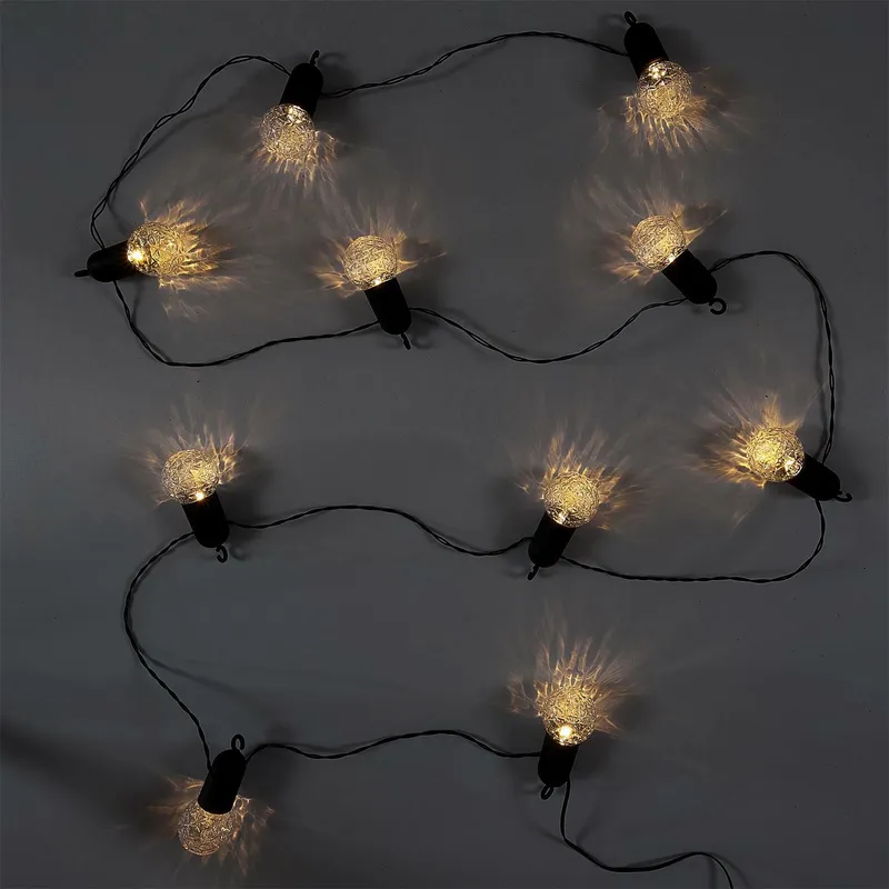 Girlanda LED MEBLIVA Z 10 Przezroczystymi Żarówkami, Nowoczesna - Czarna