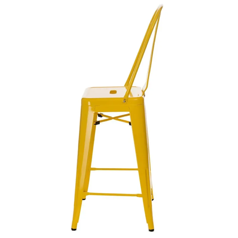 Hoker Barowy MEBLIVA Paris Back 66cm Metal Inspirowany Tolix - Żółty