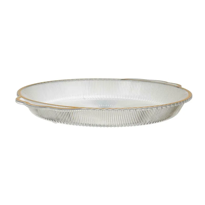 Taca MEBLIVA Mirage Owalna 38,5cm, Transparentna - Złoty Brzeg