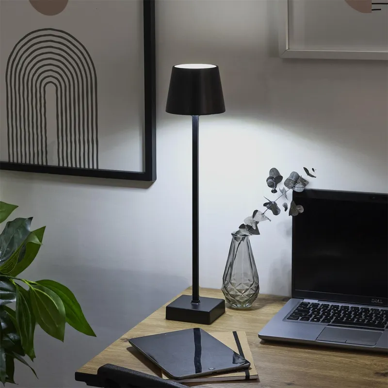 Lampka Biurkowa LED MEBLIVA Blanca, Minimalistyczna Z Ściemniaczem - Czarna
