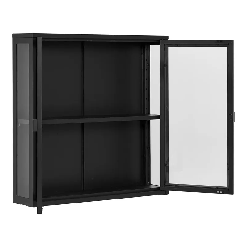 Szafka Wisząca MEBLIVA Brisbane, Stalowa Witryna Szklana 80 cm - Czarna