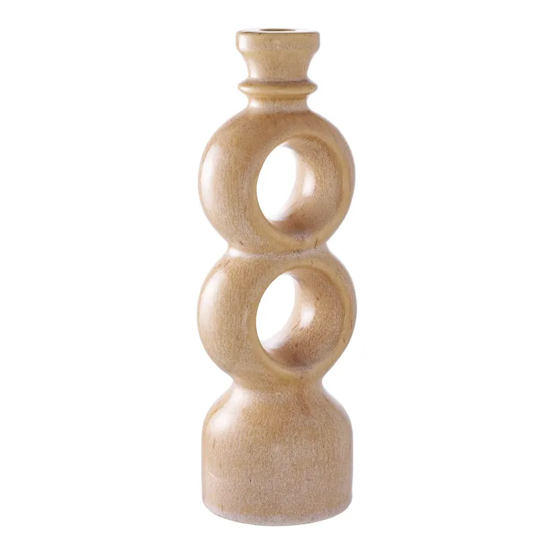 Świecznik Ceramiczny MEBLIVA - Ceramika, Styl Boho - Brązowy