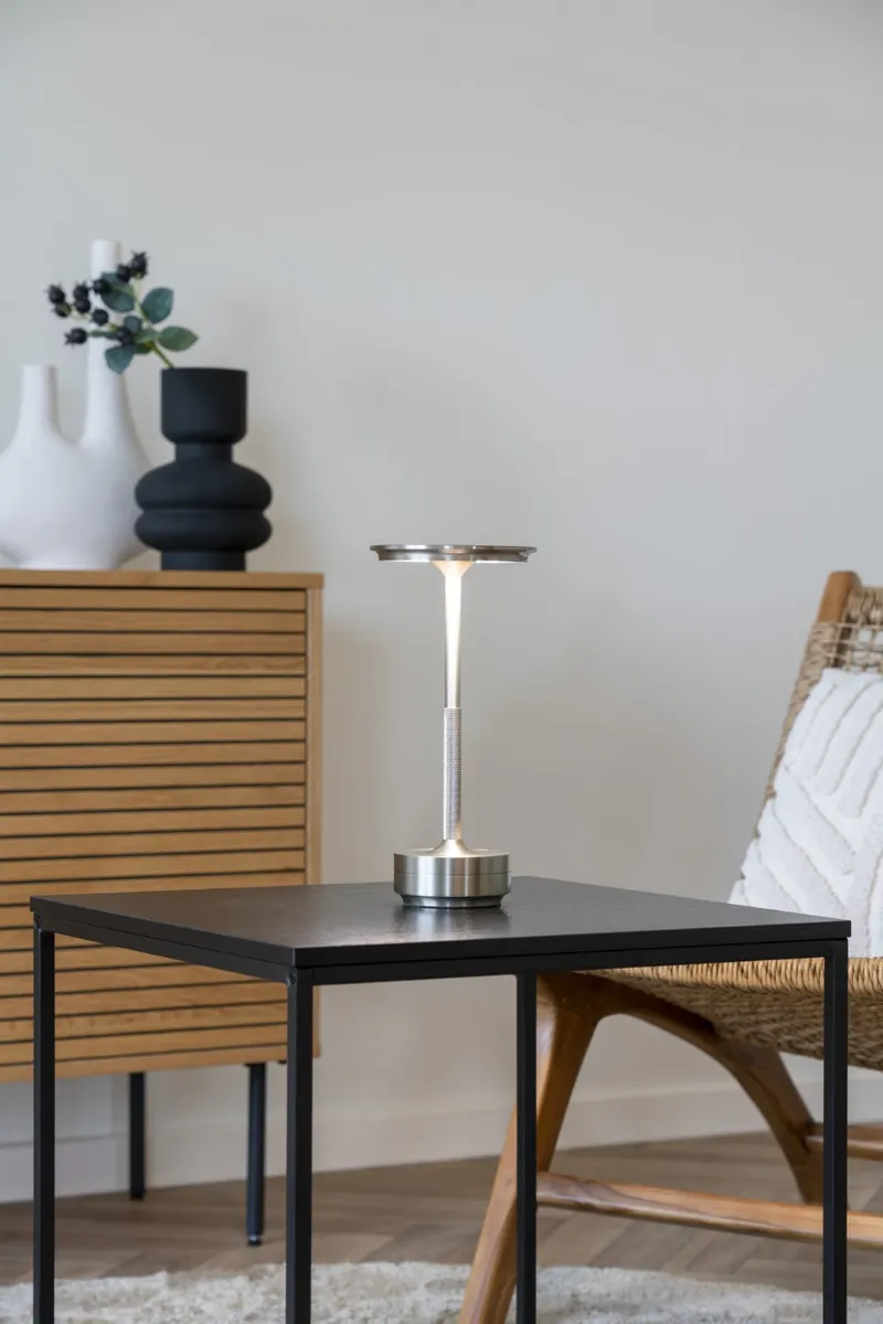 Lampka Stołowa MEBLIVA Lyneham, Metal LED, Nowoczesna - Srebrna