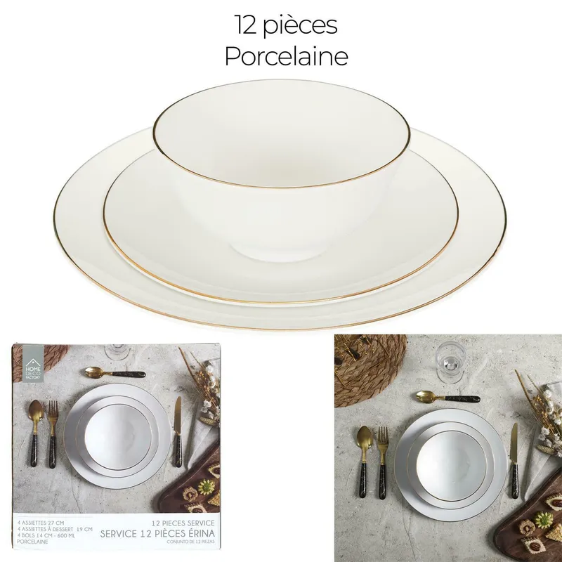 Zastawa Stołowa MEBLIVA Erina 12-CZĘŚCIOWA, Porcelana - Biały