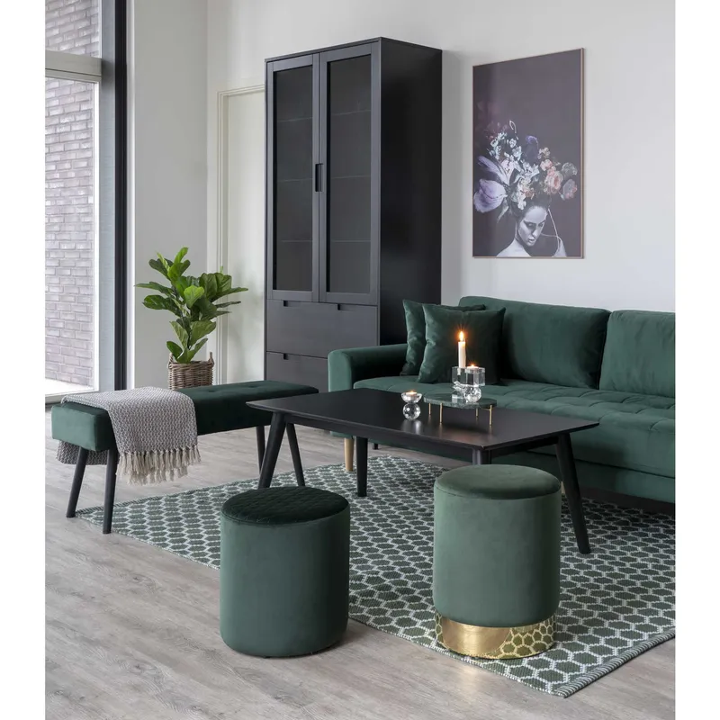 Sofa MEBLIVA Lido 180 cm, Aksamit, Skandynawska - Butelkowa Zieleń