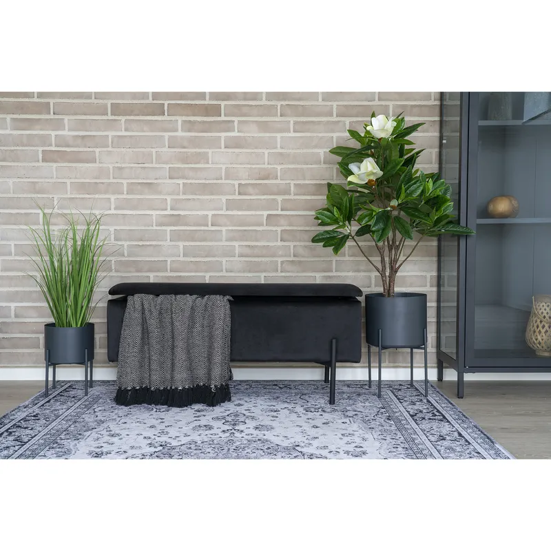 Ławka MEBLIVA Watford VIC Tapicerowana Bouclé, 95 cm - Czarna