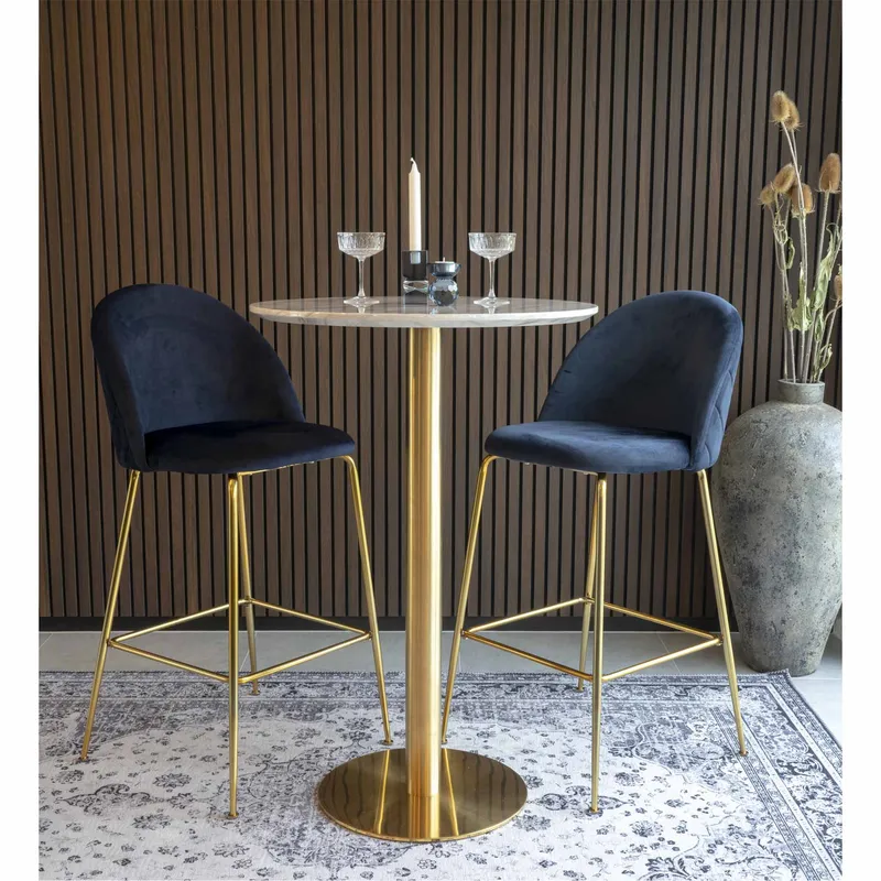 Stół Barowy MEBLIVA Bolzano Okrągły 70 cm Glamour - Marmur/Złoty