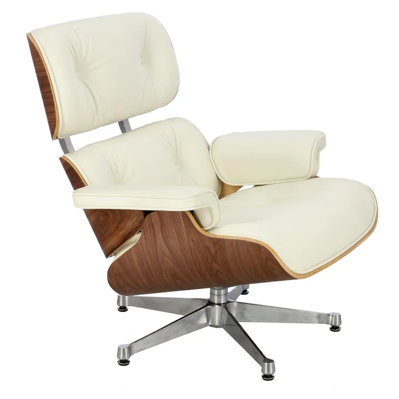 Fotel MEBLIVA Vip Lounge Chair, Skóra Naturalna, Obrotowy - Biały