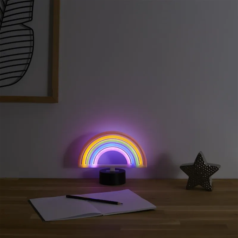 Lampa Stołowa MEBLIVA Rainbow LED Z Efektem Neonu - Biała
