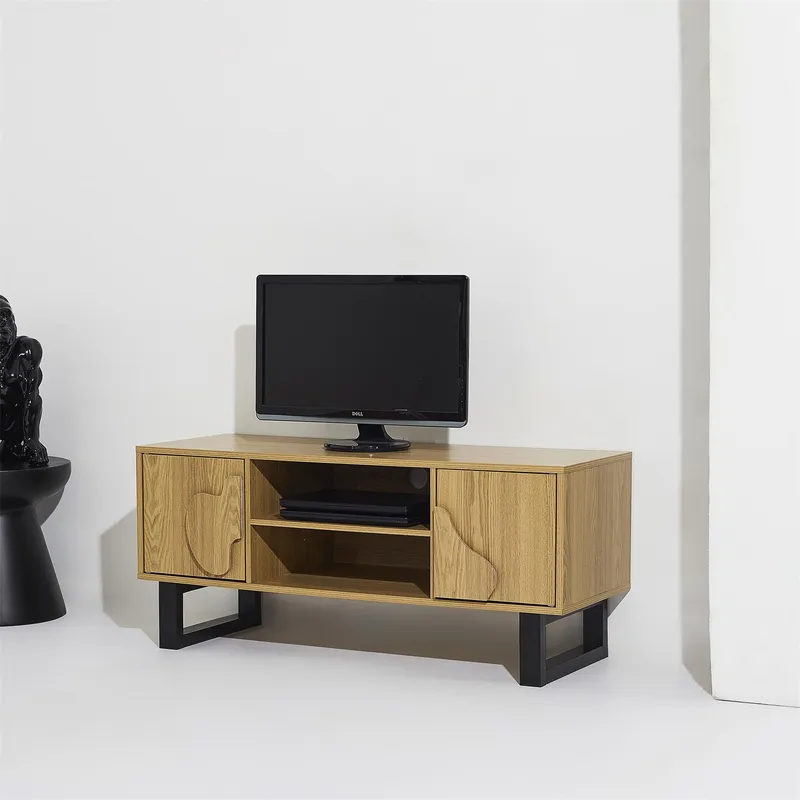 Szafka RTV MEBLIVA Calypso 110 cm, Płyta MDF, Styl Boho - Naturalny