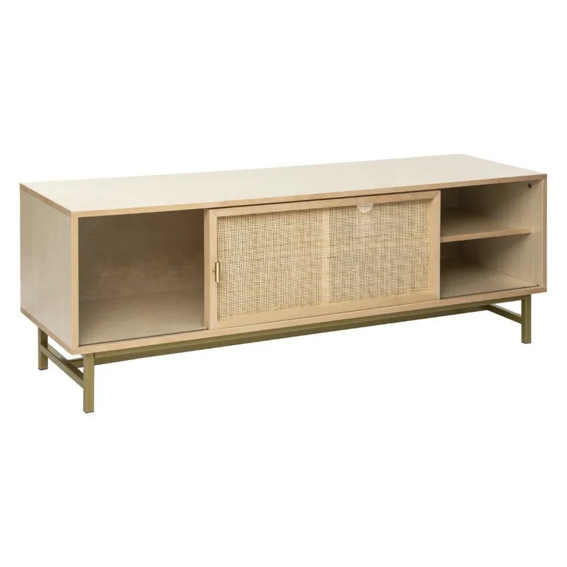 Szafka RTV MEBLIVA Rayo Rattan 140 cm - Naturalny