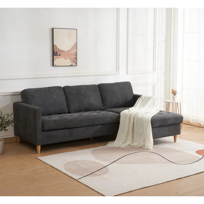 Narożnik MEBLIVA Firenze, Aksamit, Skandynawski Design - Szary