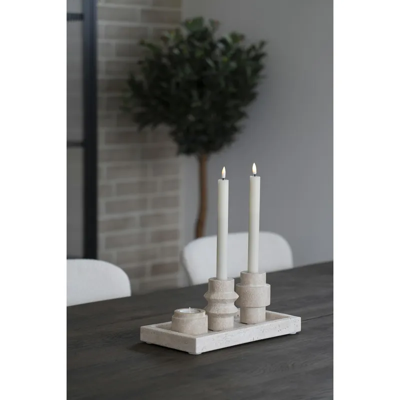 Świeczniki Na Tealight MEBLIVA Trawertyn, Okrągłe 7x7 cm - Beżowy