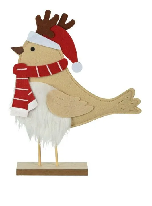 Figurka Filcowa Sikorka MEBLIVA 30cm W Czapce - Beżowy
