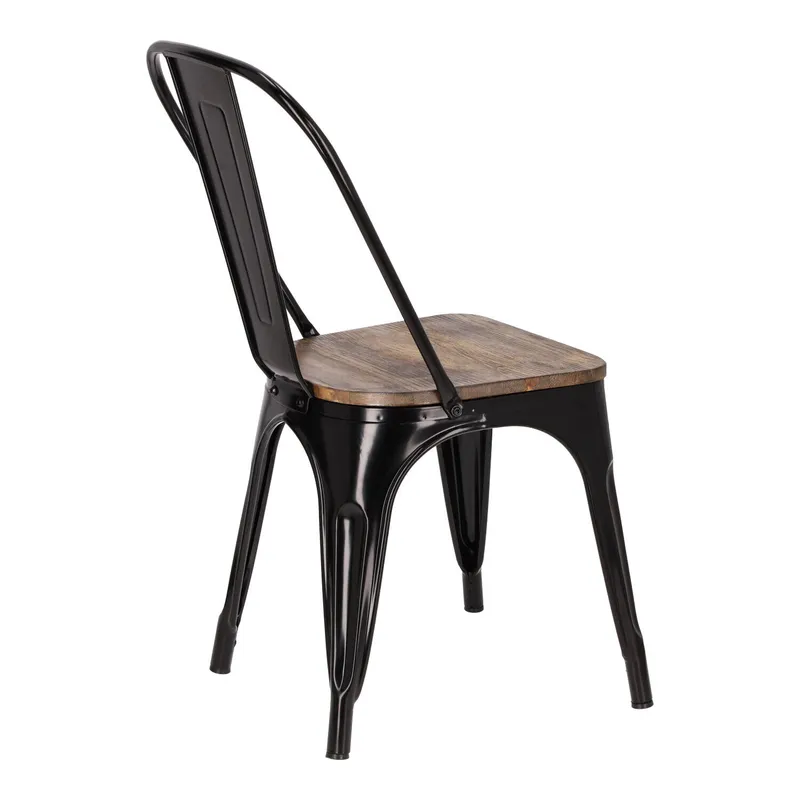 Krzesło MEBLIVA Paris Wood Drewno Sosnowe Metal - Czarny