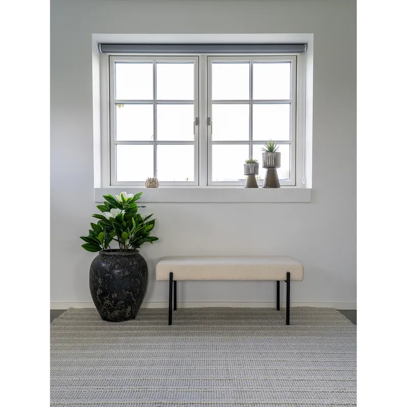 Ławka MEBLIVA Swindon Bouclé, Nowoczesna, 100 cm - Biała/Czarna