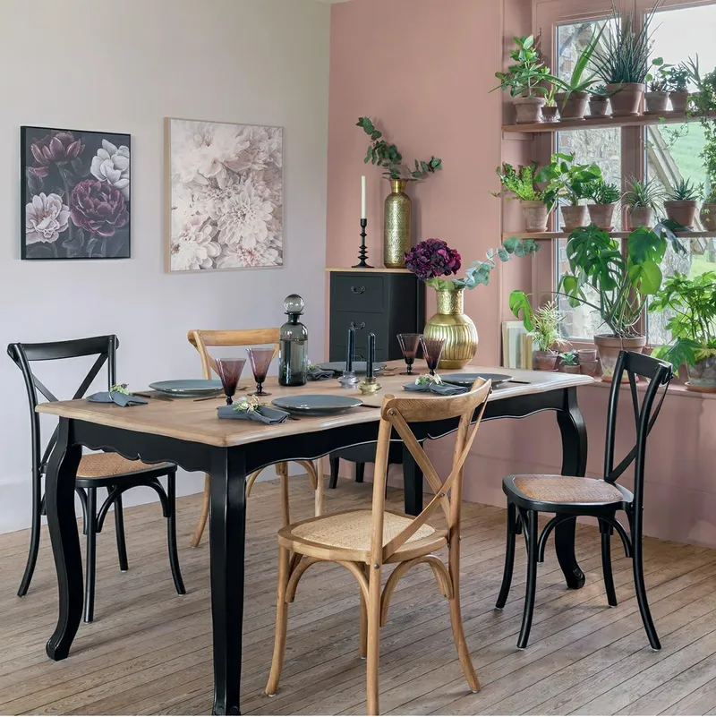 Krzesło MEBLIVA Isak Drewno Bukowe Rattan Vintage - Czarny
