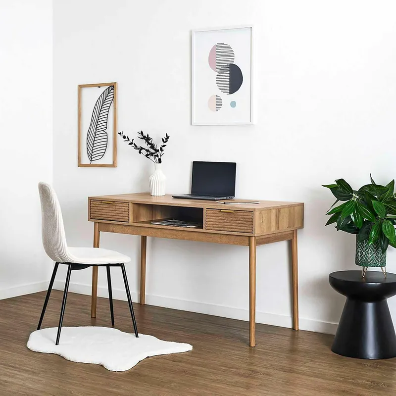 Biurko MEBLIVA Tiphaine 120 cm, MDF Japandi - Naturalny