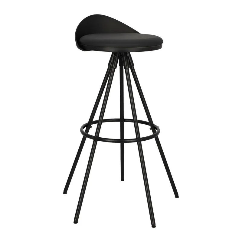 Stołek Barowy MEBLIVA Nagzari, Ekoskóra, Loftowy Design - Czarny