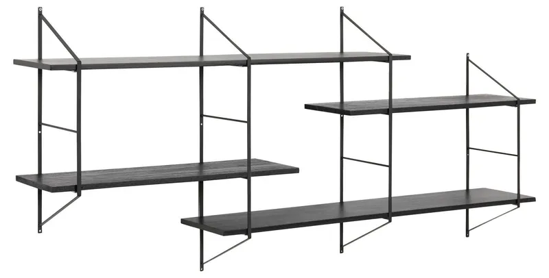 Półka Ścienna MEBLIVA Belfast 2, Metal I MDF, 191 cm - Popielaty Czarny