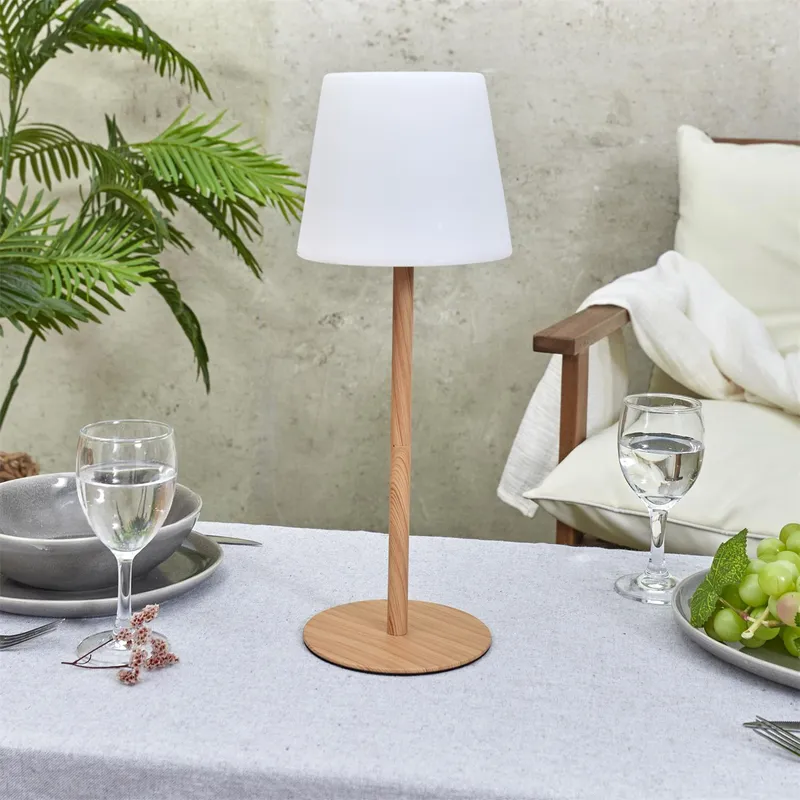 Lampa Stołowa MEBLIVA LED Ładowana Efekt Drewna - Naturalny