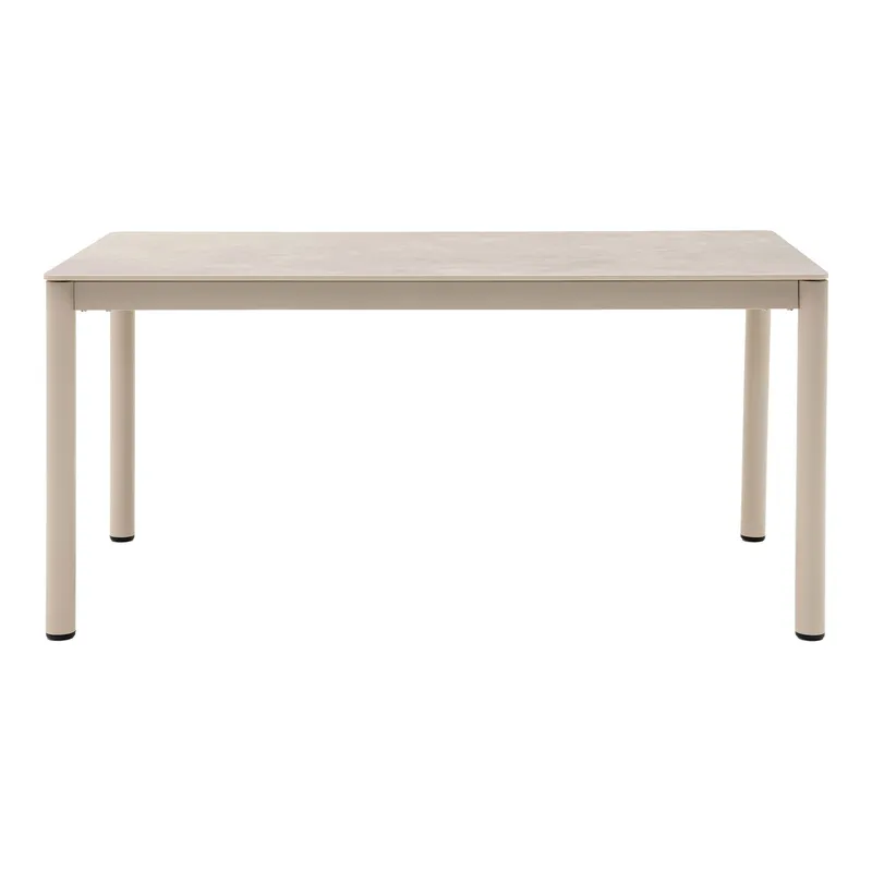 Stół MEBLIVA Alcudia Aluminium/Ceramika 160x90 cm - Piaskowy
