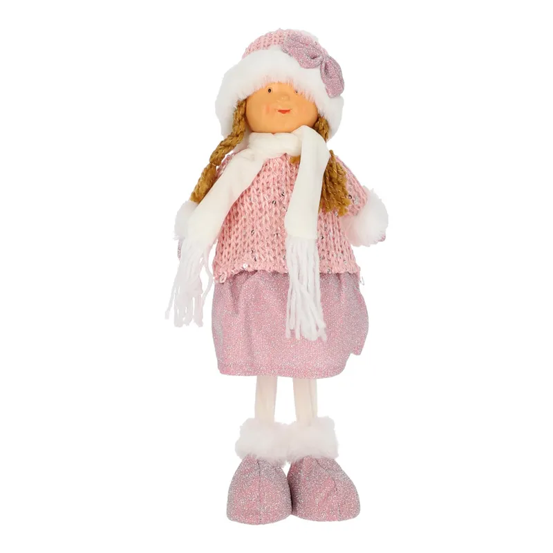 Figurka Dziewczynka MEBLIVA 38cm Nowoczesna Tkanina - Różowa