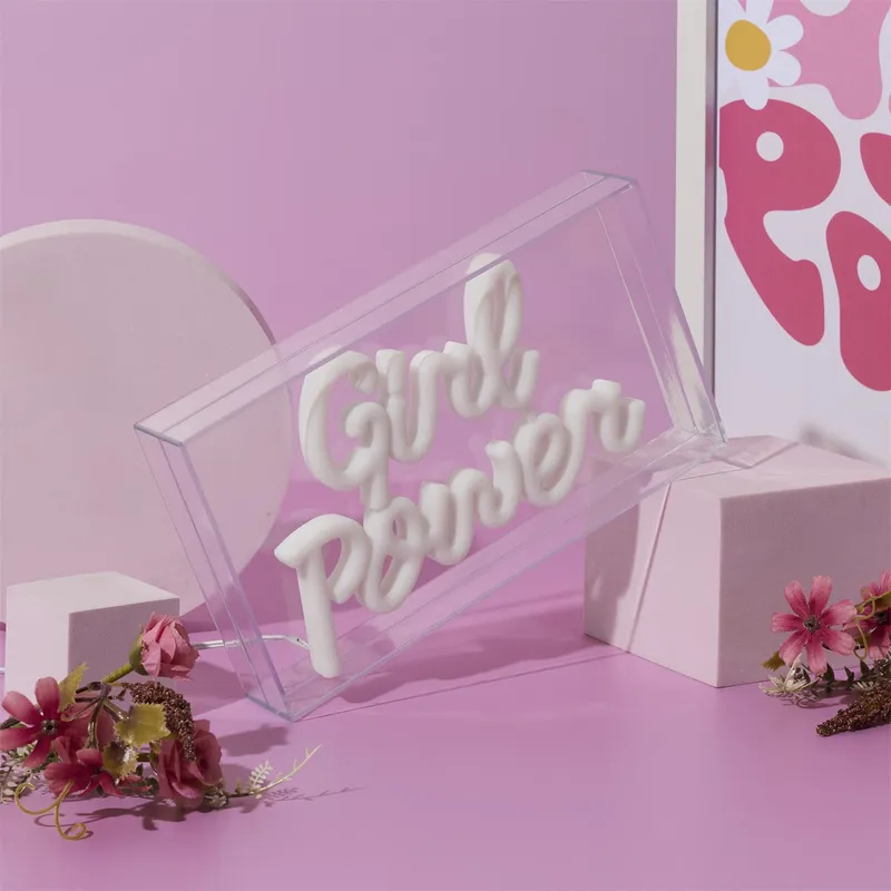 Lampka Dekoracyjna MEBLIVA Girl Power Neon LED, Tworzywo - Transparentny
